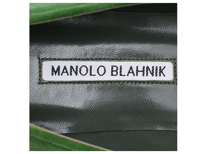 Manolo Blahnik Maysale Point-Toe Flats in Green Suede - vista 7