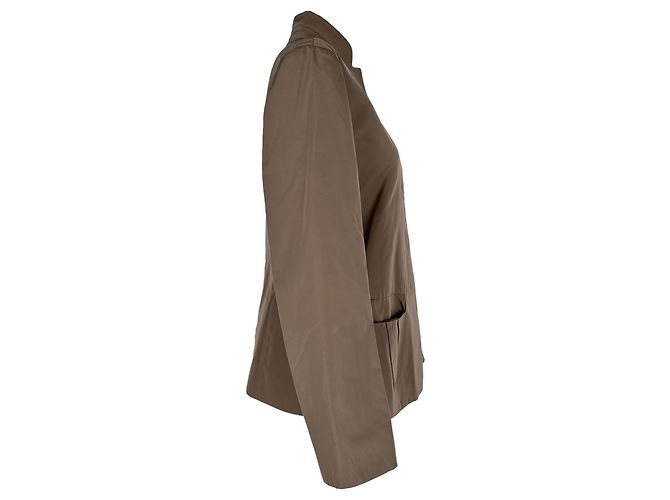 Jil Sander Hidden-Buttoned Blazer with Pockets in Brown Polyester - view 2