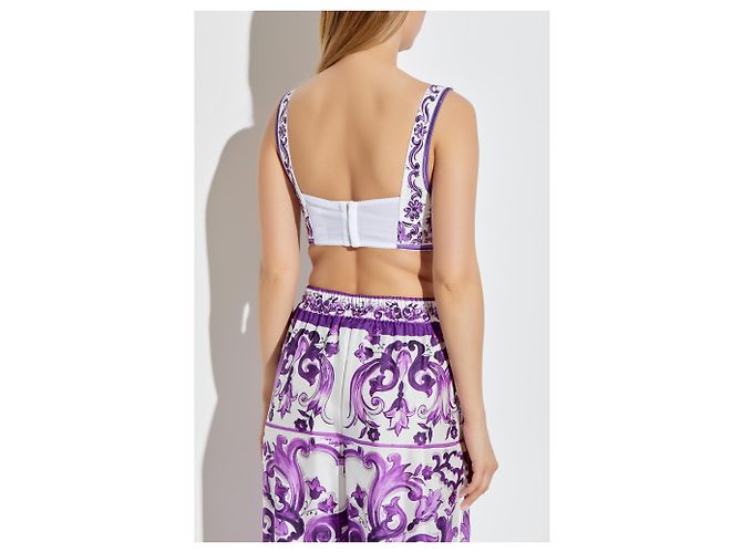 Dolce & Gabbana Top corto con estampado "Majolica" - vista 2