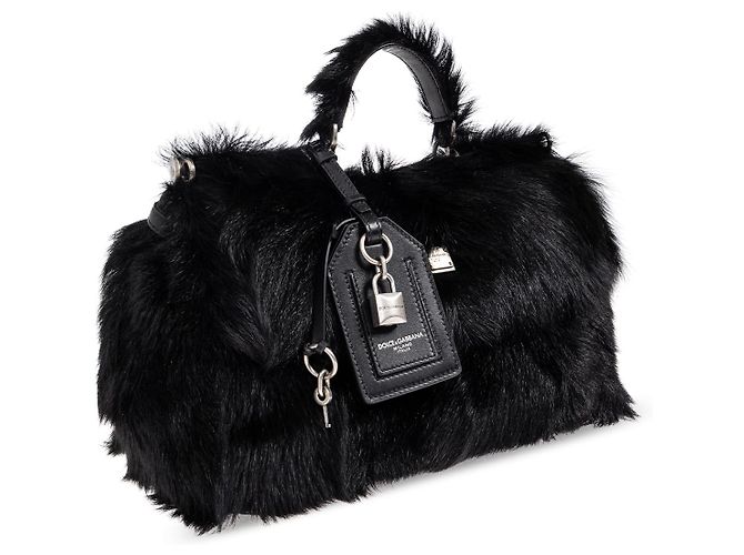 Borsa My Sicily Dolce & Gabbana nera in pelliccia e pelle - vista 2