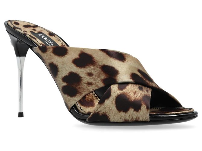 Dolce & Gabbana Sandali con tacco Leopardato Marrone Beige - vista 2