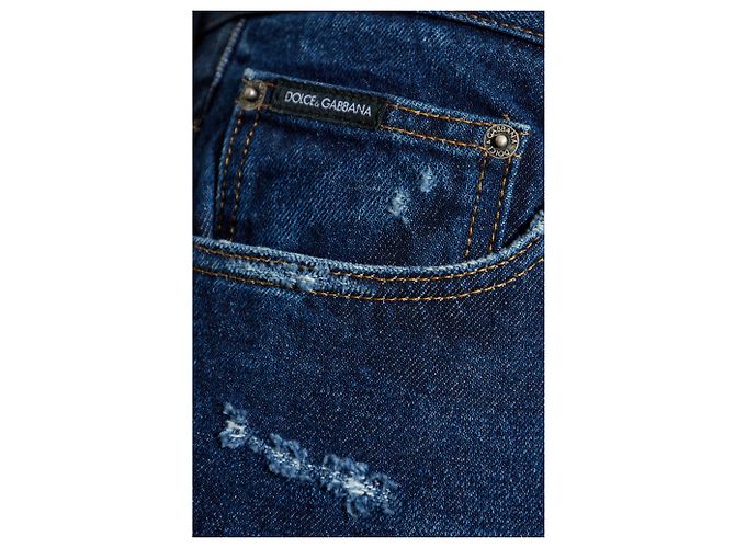 Jeans Dolce & Gabbana Loose Fit Carrot Blu Cotone - vista 3