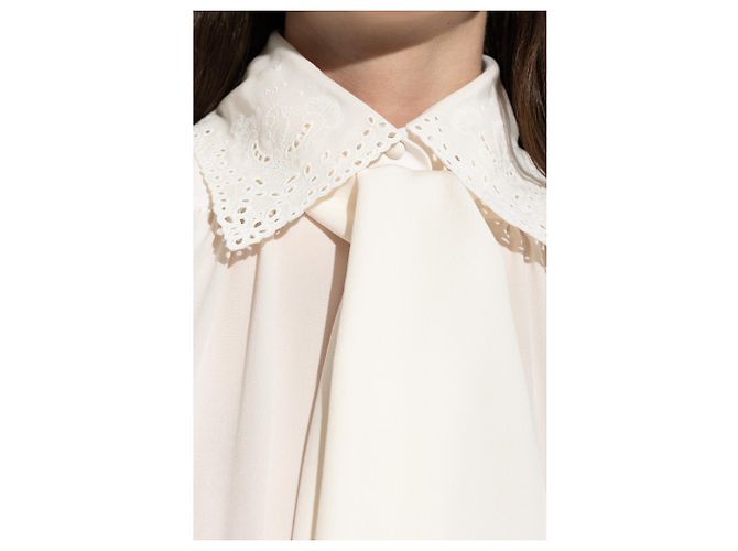 Camisa Chloé de seda con cuello calado bordado - vista 3
