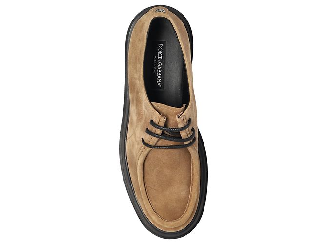 Scarpe con lacci in suede beige Dolce & Gabbana - vista 4