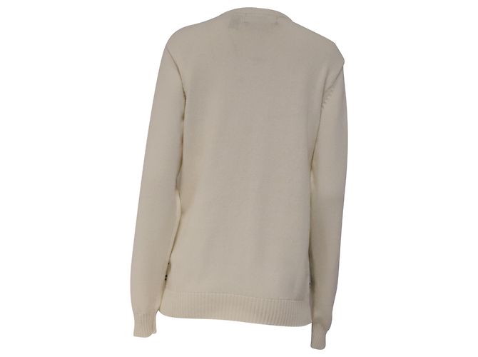 Oscar de la Renta Rundhals-Pullover mit Karomuster aus cremefarbener Baumwolle - Ansicht 4