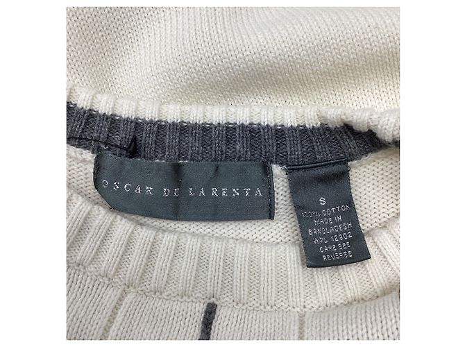 Oscar de la Renta Rundhals-Pullover mit Karomuster aus cremefarbener Baumwolle - Ansicht 5