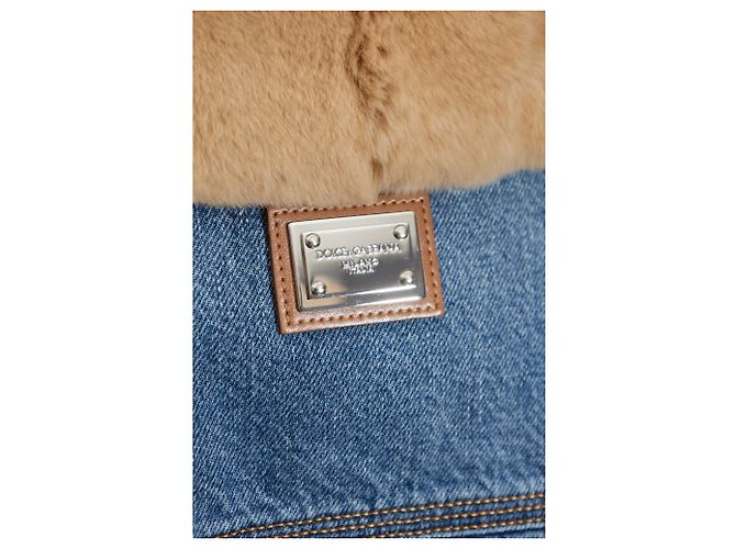 Dolce & Gabbana Chaqueta vaquera acabada con piel de conejo - vista 3