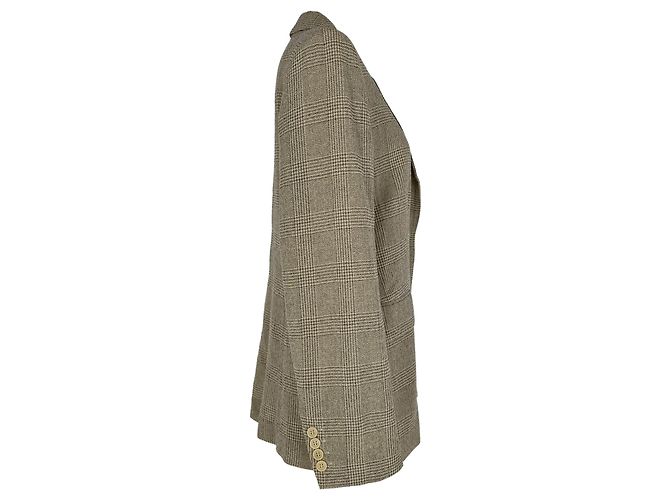 Max Mara karierter einreihiger Blazer Beige Wolle - Ansicht 2