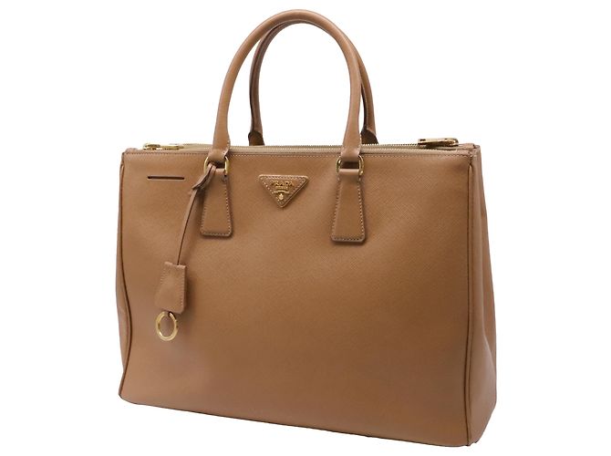 Borsa Tote Prada Galleria Medium con doppia zip in pelle Saffiano marrone - vista 2