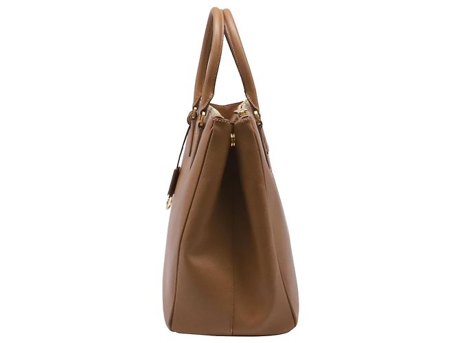 Borsa Tote Prada Galleria Medium con doppia zip in pelle Saffiano marrone - vista 3