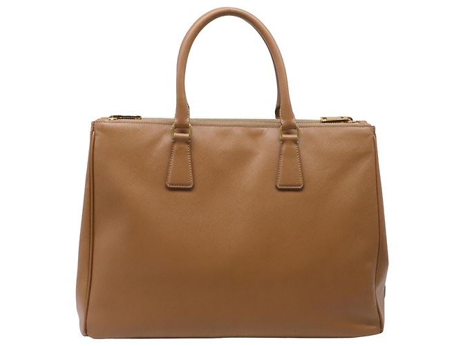Borsa Tote Prada Galleria Medium con doppia zip in pelle Saffiano marrone - vista 4