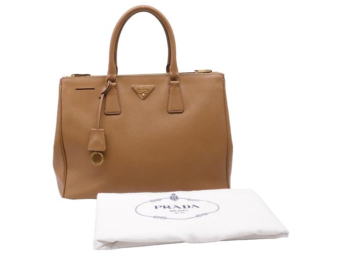 Borsa Tote Prada Galleria Medium con doppia zip in pelle Saffiano marrone - vista 5