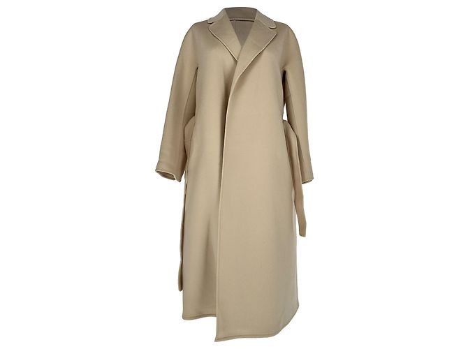 Abrigo con cinturón S Max Mara en lana beige - vista 2