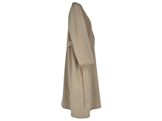 Abrigo con cinturón S Max Mara en lana beige - vista 3