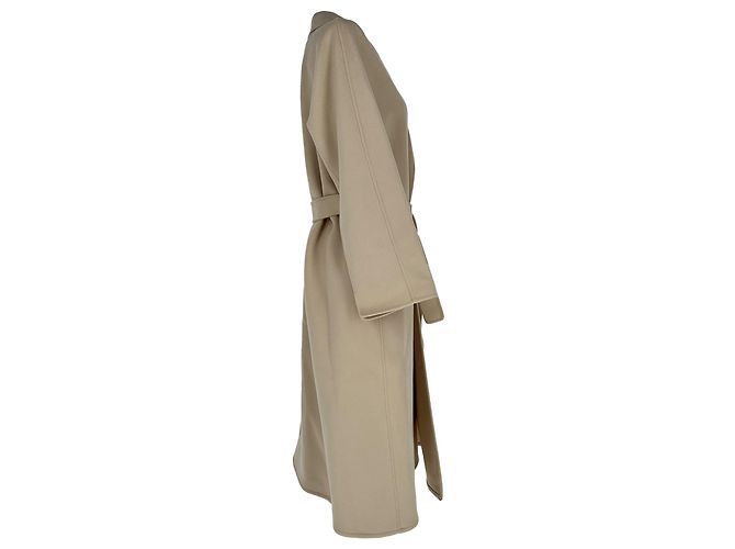 Abrigo con cinturón S Max Mara en lana beige - vista 4