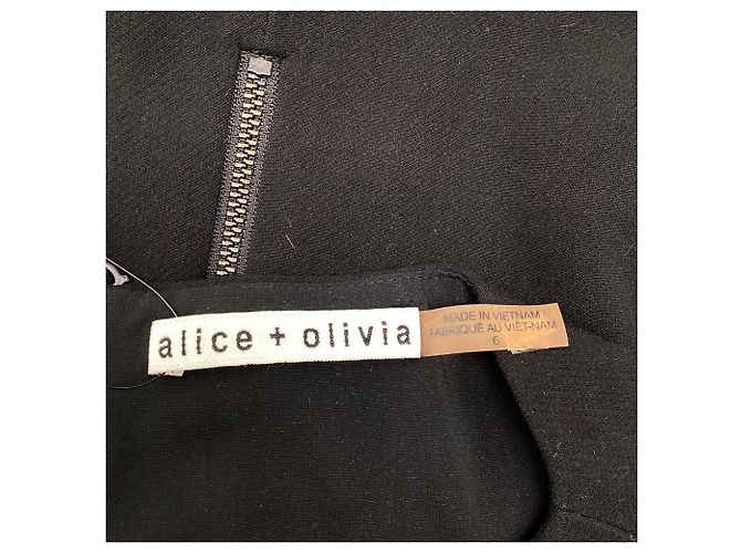 Alice + Olivia Wickel-Minikleid mit Boot-Ausschnitt aus schwarzem Polyester - Ansicht 7