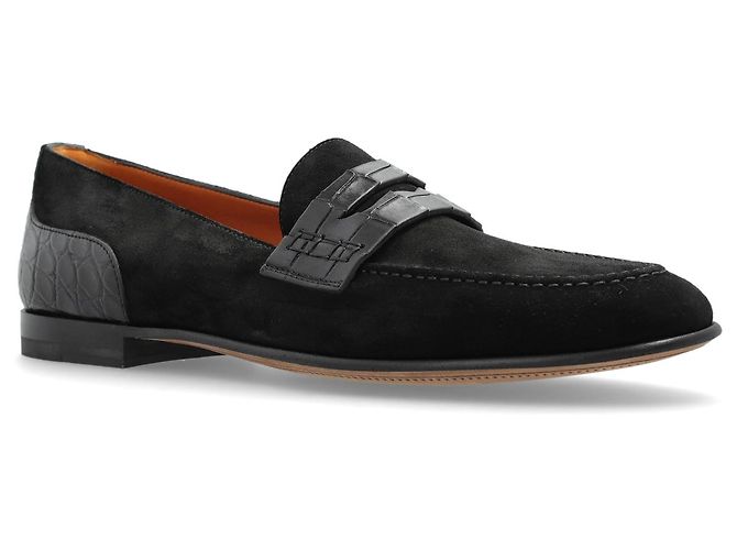 Mocassini Dolce & Gabbana in suede nero e pelle coccodrillo - vista 2