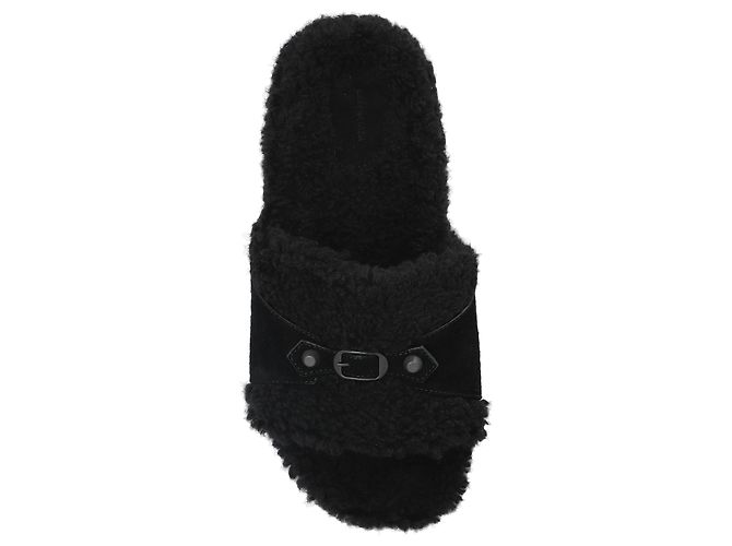 Balenciaga Webpelz Slides Schwarz - Ansicht 3