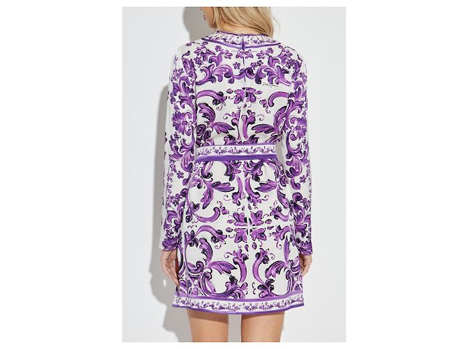 Dolce & Gabbana Seidenkleid in Lila mit Blumenmuster - vista 2