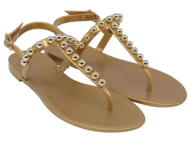 Sandali Goldie Jelly Stuart Weitzman in PVC dorato - vista 2