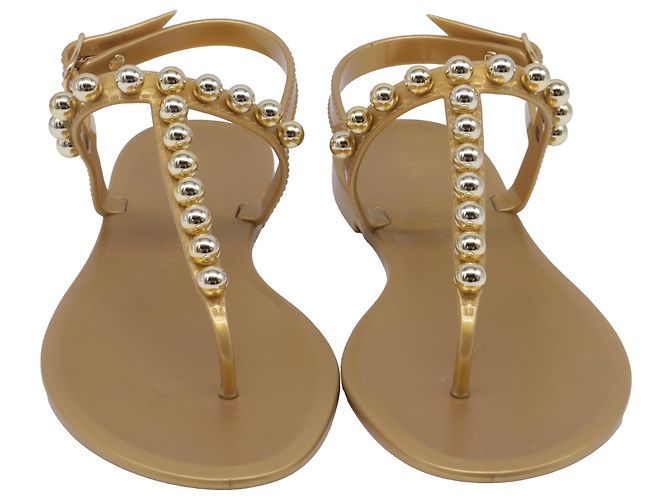 Sandali Goldie Jelly Stuart Weitzman in PVC dorato - vista 3