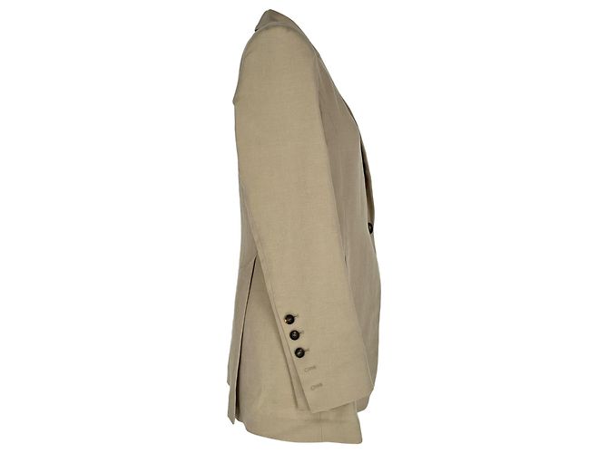 Blazer de peito único Brunello Cucinelli em lã bege - vista 2