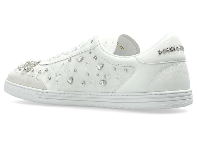 Sneaker Dolce & Gabbana in pelle bianca con cristalli - vista 2