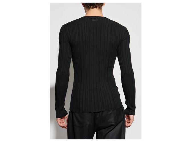 Dolce & Gabbana Schwarzer Wollpullover mit V-Ausschnitt - Ansicht 2