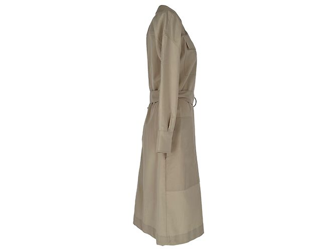 Gabardina con cinturón y bolsillos Brunello Cucinelli en algodón beige - vista 2