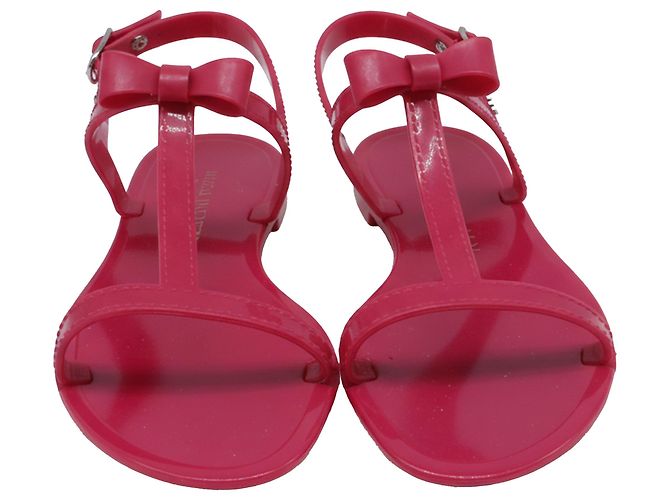 Sandali Bassi Stuart Weitzman Mellie Bow Jelly in Gomma Rosa - vista 2
