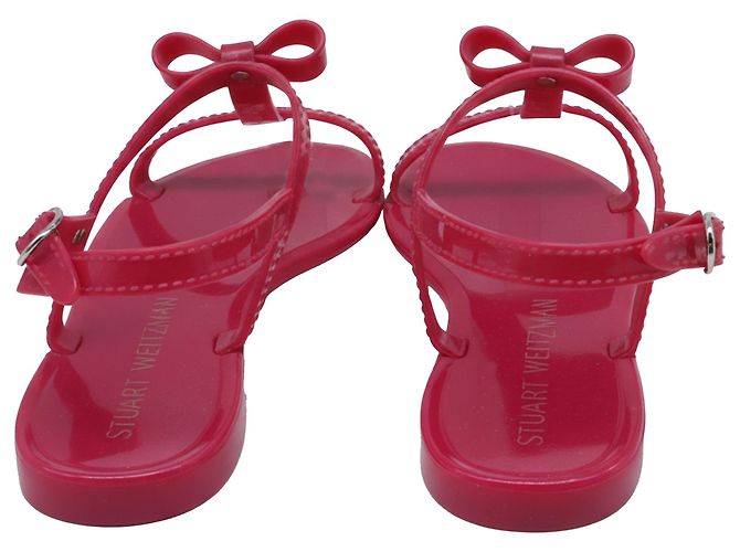 Sandali Bassi Stuart Weitzman Mellie Bow Jelly in Gomma Rosa - vista 5