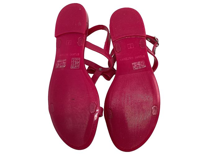 Sandali Bassi Stuart Weitzman Mellie Bow Jelly in Gomma Rosa - vista 7