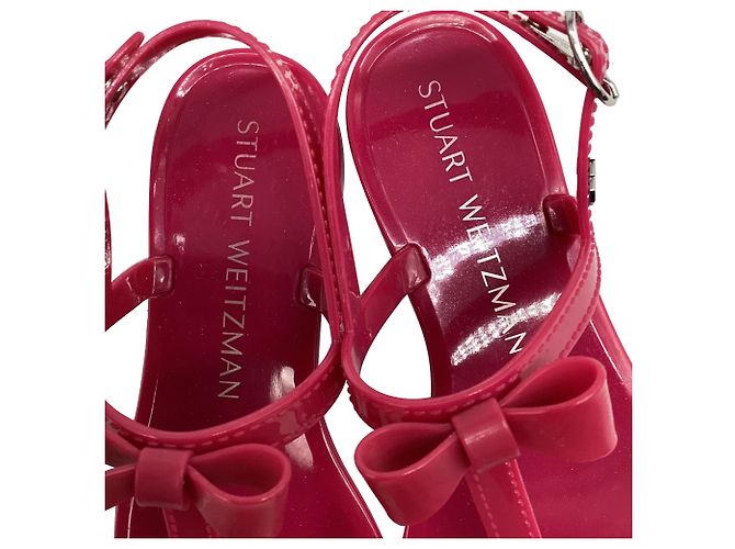 Sandali Bassi Stuart Weitzman Mellie Bow Jelly in Gomma Rosa - vista 8