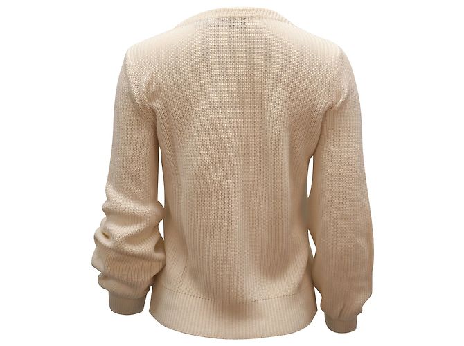 Autre Marque Ralph Lauren Valayna V-Ausschnitt-Pullover mit Schnürung aus elfenbeinfarbener Baumwolle - Ansicht 2