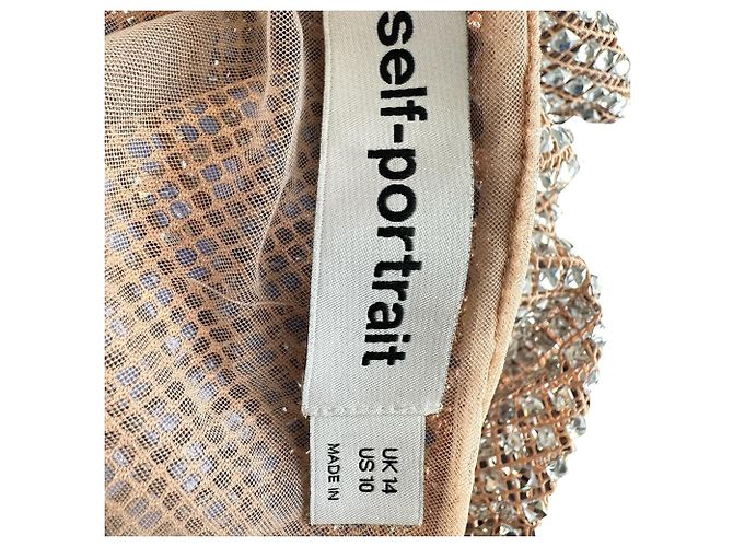 Self portrait Self-Portrait drapiertes Kleid mit Strass-Besatz aus beigem Polyester - Ansicht 4
