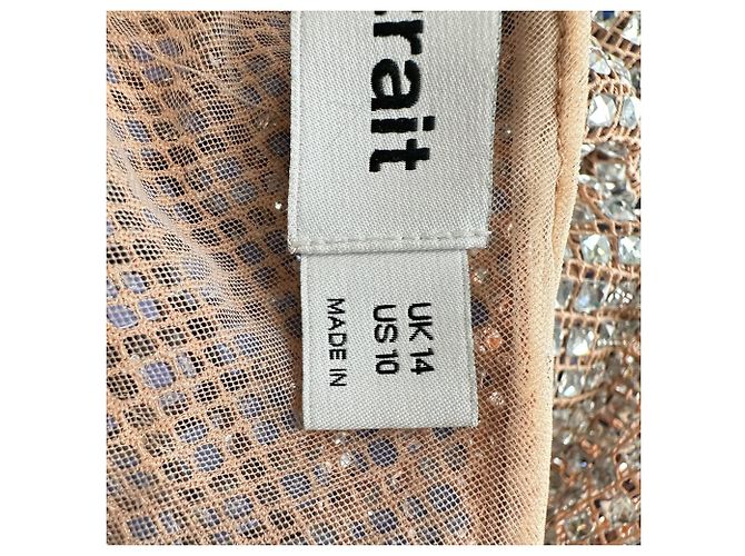 Self portrait Self-Portrait drapiertes Kleid mit Strass-Besatz aus beigem Polyester - Ansicht 5