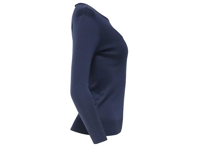 Ralph Lauren Strick-Sweatshirt mit Rundhalsausschnitt aus blauer Baumwolle - Ansicht 3