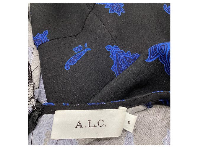 Mini abito A.L.C con stampa paisley in seta nera - vista 8