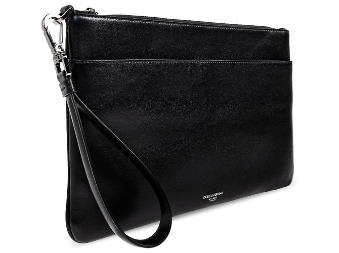 Dolce & Gabbana Borsa a Busta in Pelle Nera - vista 2