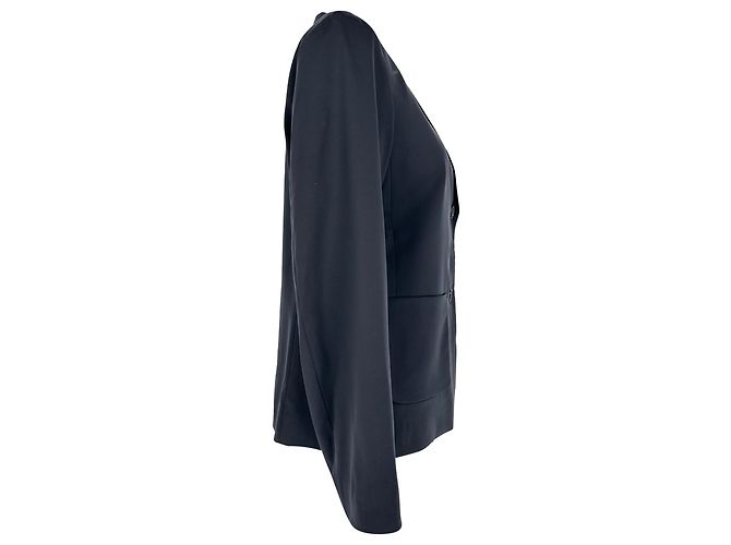 Jil Sander Einreihiger Blazer mit Taschen aus dunkelblauer Wolle - Ansicht 2