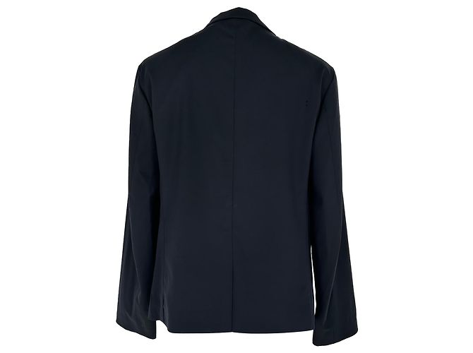 Jil Sander Einreihiger Blazer mit Taschen aus dunkelblauer Wolle - Ansicht 3