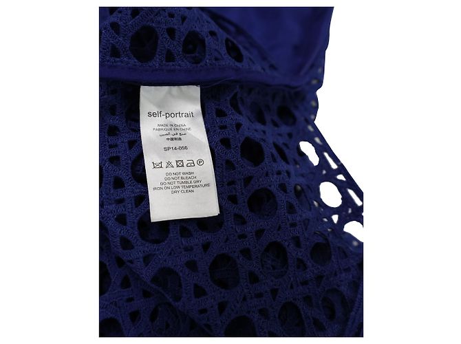 Self Portrait One-Shoulder Midi-Kleid mit Rüschen aus blauem Polyester-Spitzenstoff - Ansicht 5