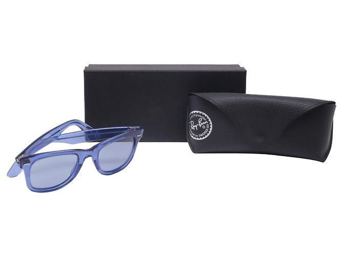 Occhiali da sole Ray-Ban RB2140 Wayfarer Square in acetato blu - vista 5
