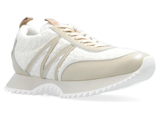 Sneakers Moncler Pacey in pelle bianco e crema - vista 2