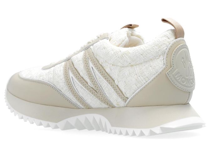 Sneakers Moncler Pacey in pelle bianco e crema - vista 3