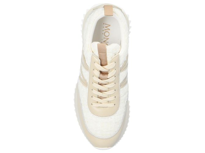 Sneakers Moncler Pacey in pelle bianco e crema - vista 4