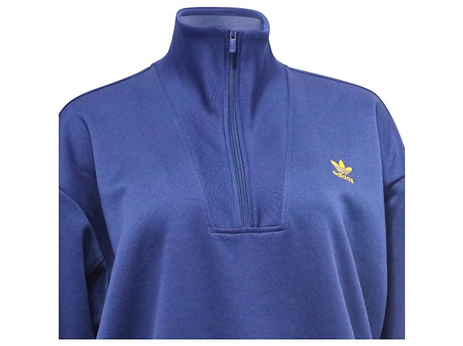 Autre Marque Adidas Halb-Zip-Pullover mit besticktem Logo aus dunkelblauem Polyester - Ansicht 2