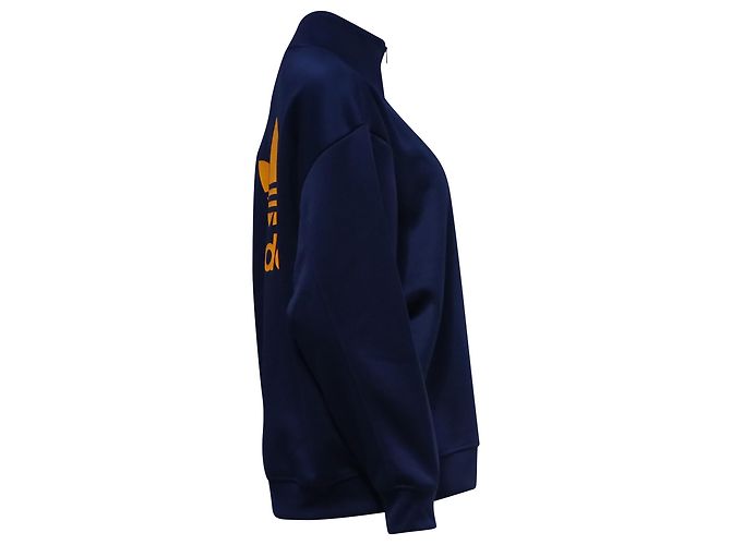 Autre Marque Adidas Halb-Zip-Pullover mit besticktem Logo aus dunkelblauem Polyester - Ansicht 3