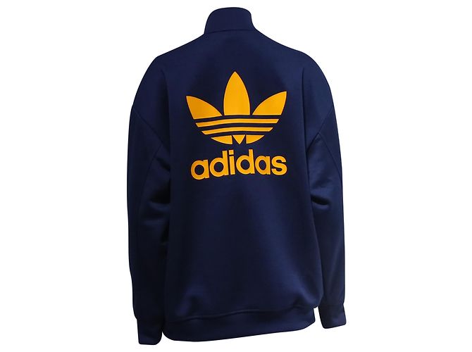 Autre Marque Adidas Halb-Zip-Pullover mit besticktem Logo aus dunkelblauem Polyester - Ansicht 4