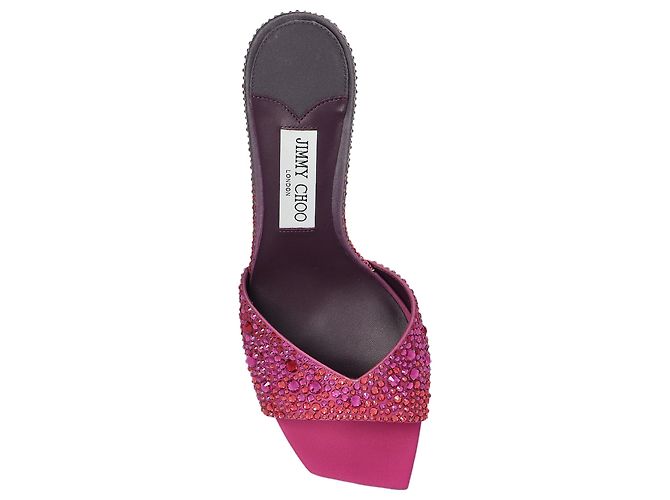 Jimmy Choo Skye Mules con tacco in raso viola - vista 3
